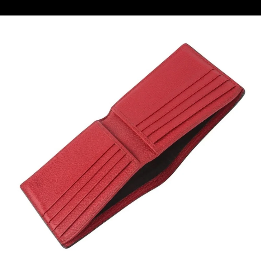 Gucci Red and Green Leather Card Holder Bifold Wallet - Picture 6 of 9